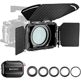 K&amp;F CONCEPT Matte Box with Top Flag Side Wings &amp; Portable Case &amp; Rings | Matte Box with Carbon Fiber Top Flag Side Wings &amp; Square Filters Trays &amp; Portable Case, for 67/72/77/82/95mm Lenses-FM704