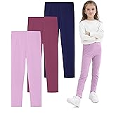 Resinta 3 Pack Girls Leggings Cotton Full Length Leggings Soft Comfortable Footless Stretchy Tights Pants for Kids