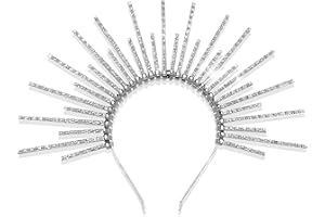 JeVenis Silver Halo Crown Zip Tie Headpiece Rhinestone Headband Sun Goddess Costume Cosplay for Halloween Christmas