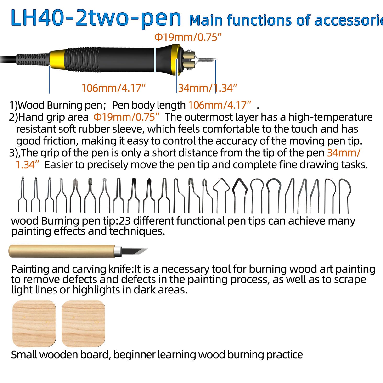 Wood Burning Tool, Wood Burner kit Pen 25~750℃, Wood Burning kit with Digital Thermometer Temperature Adjustable Temperature, 2 pyrographic Wood Burning pens, 30 Wood Burning Pen Tips
