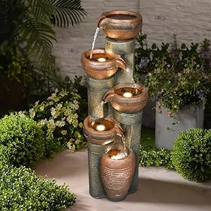Agoodping 39.7’’H 5-Tier Relaxing Outdoor Indoor Garden Water Fountain Decor - for Contemporary Design for Garden, Patio, Deck, Porch, Backyard and Home Art Decor