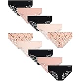 Jessica Simpson Women's Hipster Underwear - 10 Pack Sexy Lace Trim No Show Seamless Briefs - Panties for Women (S-XL)