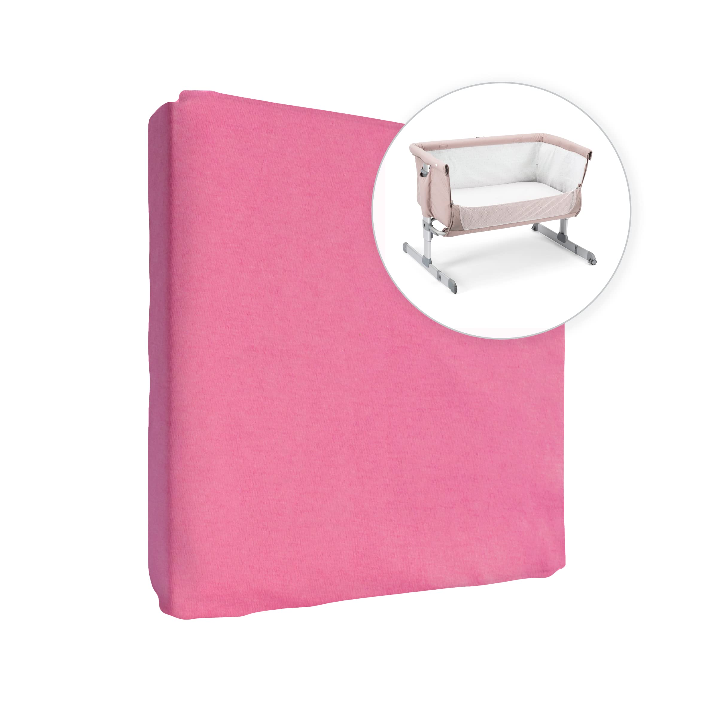 Jersey 100% Cotton Fitted Sheet for 83 x 50 cm Baby Co-Sleeper Crib Mattress (Pink)