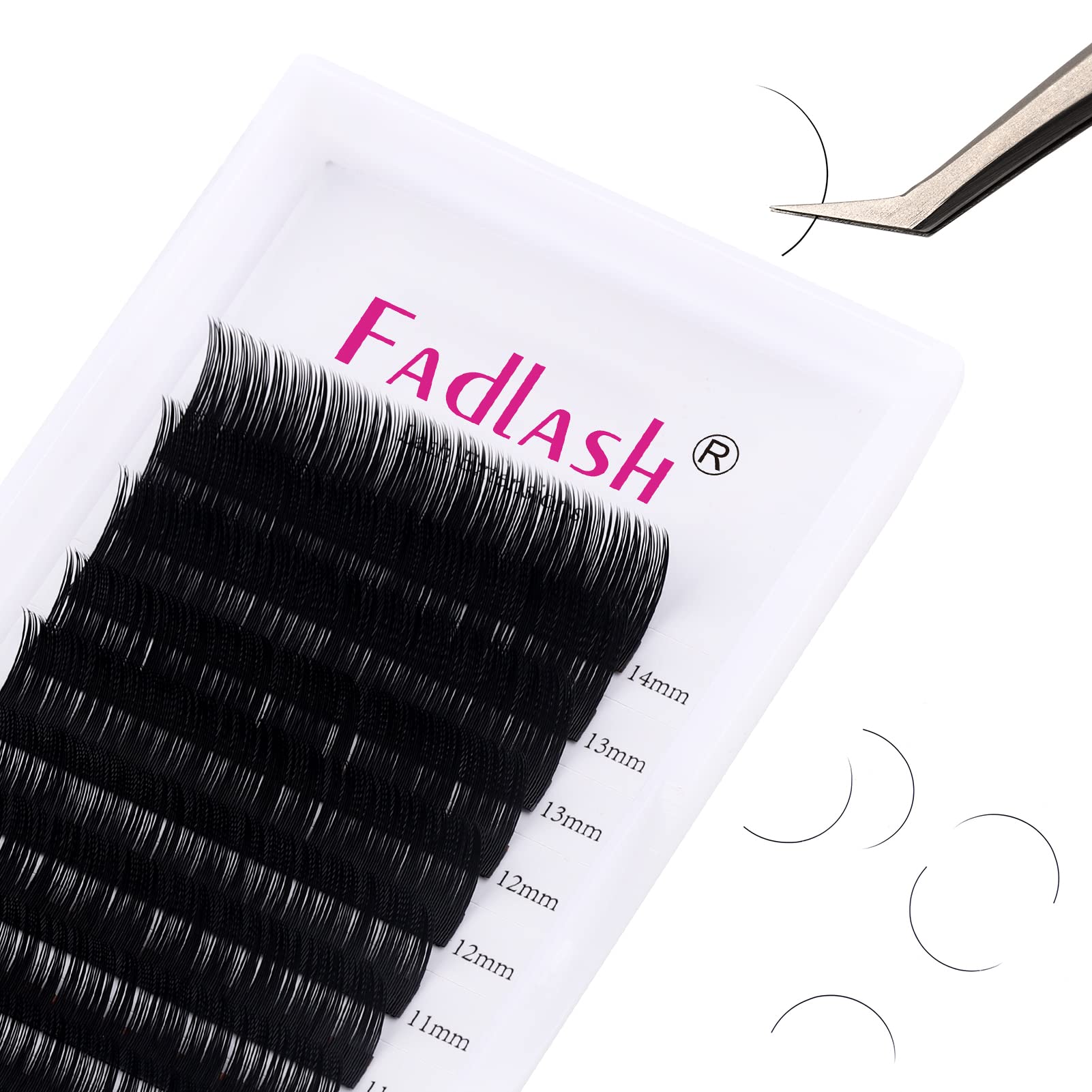 Fadlash Individual Classic Eyelash Extension 0.07mm L Curl 8-14mm Mixed Tray 1:1 Matte Black Professional Classic Individual Lashes