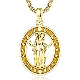 DRINSPER Hecate Wiccan Triple Moon Goddess Necklace Tetragrammaton Nudo De Bruja Plata 925 Original Sterling Silver Cat Moon Pendant Hekate Witch Necklace Amulet Witchy Jewelry Gifts for Women Men