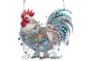 AIYUANZSH Animal Rooster Diamond Art Painting Hanging Pendant Kits 5D DIY Diamond Art Creative Design Diamond Art Handmade Acrylic Pendant Kits Home Decoration Pendant Ornament