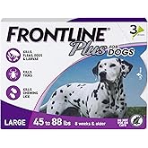 FRONTLINE Plus Flea and Tick Treatment for Large Dogs Up to 45 to 88 lbs. 3 Treatments