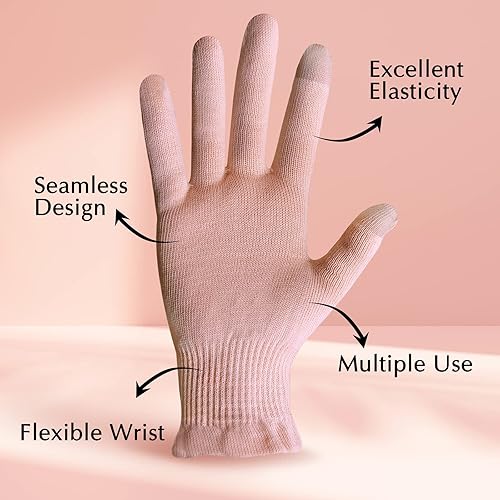 Evridwear Beauty Cotton Gloves with Touchscreen Fingers for SPA, Eczema,  Dry Hands, Hand Care, Day and Night M