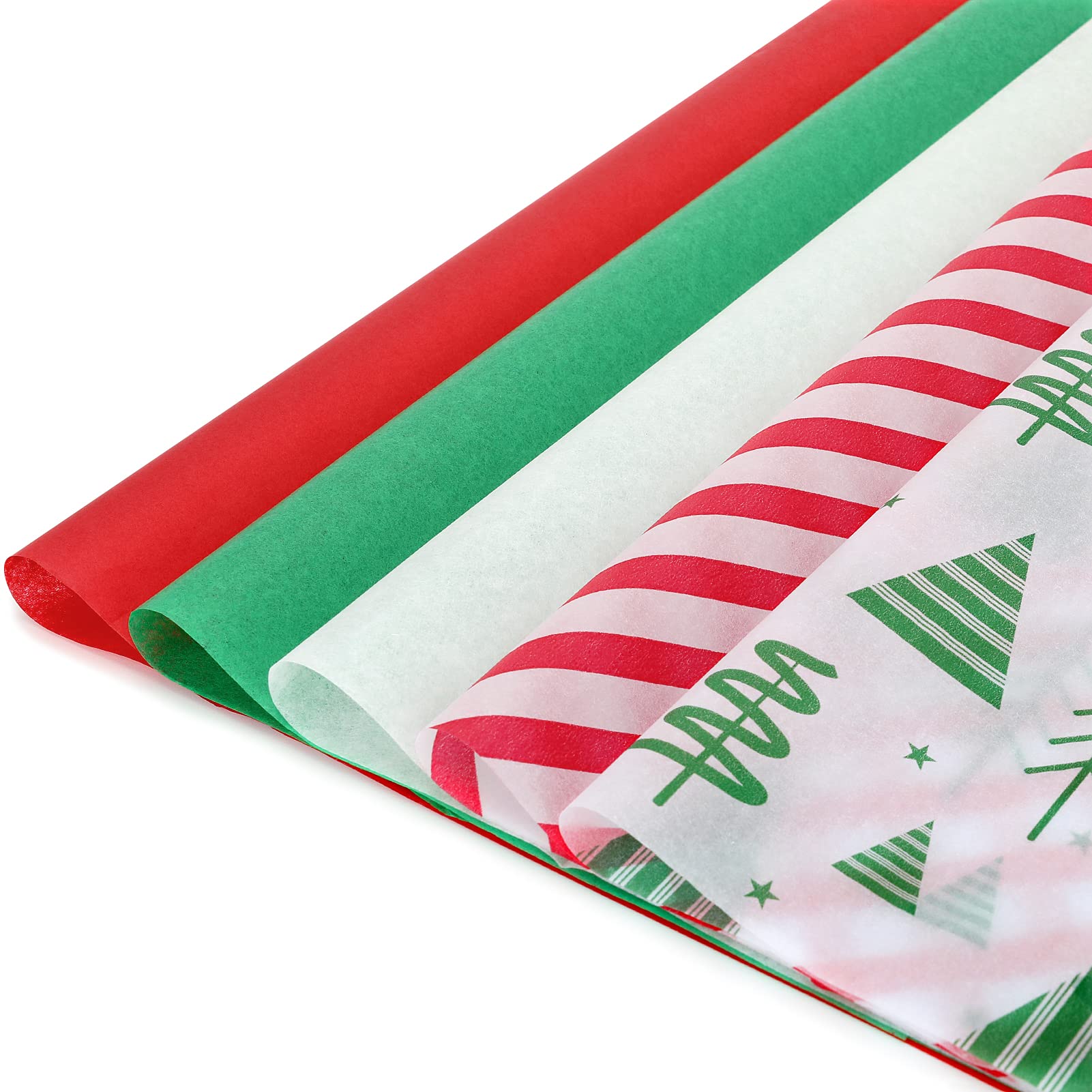 Photo 1 of 120 Sheets Christmas Tissue Paper for Gift Bags, Red Green and White Tissue Paper Bulk Assorted Design Gift Wrapping Paper for Crafts Holiday Decor