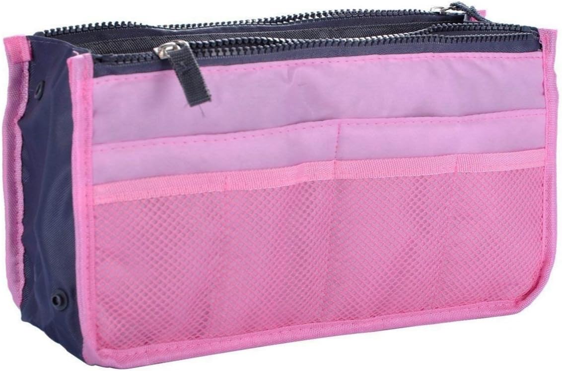 Lady Women Travel Insert Handbag Organiser Purse Large Liner Organiser Tidy Bag-Pink