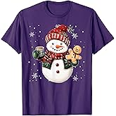 Snowman Beanie Coffee Latte Ginggerbread Merry Christmas T-Shirt