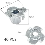 DDHOMIN 40 PCS Four Pronged T-Nuts Galvanized M6x10mm for Woodworking view 5
