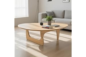 YUUNIQEX Solid Wooden Modern Triangle Coffee Table: Unique Funky Coffee Tables for Living Room, Oval Mid-Century Irregular Abstract Tea Tables for Patio Office Balcony Bedroom (Natural, 43" L x 31" W x 16" H)