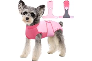 Kuoser Recovery Suit for Dogs, Soft Dog Spay Suit for Female Surgery Recovery, Breathable Dog Neuter Recovery Suit Male, Anti Licking Dog Onesie for Abdominal Wounds Cone Alternatives, Pink S