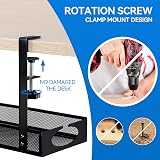 AGPTEK Under Desk Cable Management Tray No Drill Clamp Storage Rack Wire Tidy view 6