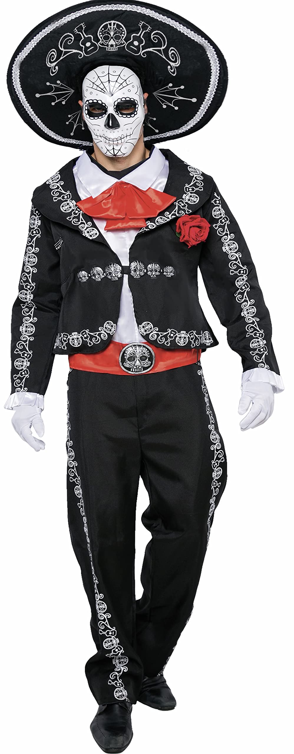 Spooktacular Creations Mens Day of The Dead Mariachi Senor Adult Costume Set Halloween Dress Up Party, Dia Muertos