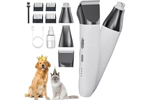 LABEKA 3 in 1 Dog Grooming Clippers, Wireless Electric Low Noise Pet Trimmer Set with Paw Trimmer-Nail Grinder, Rechargeable Dog Grooming Kit, for Small and Large Dogs Cats Pets
