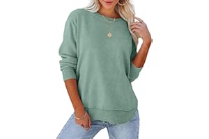 KIRUNDO Women's Casual Crewneck Sweatshirts 2024 Spring Fall Clothes Loose Long Sleeve Lightweight Pullover Shirts Tops