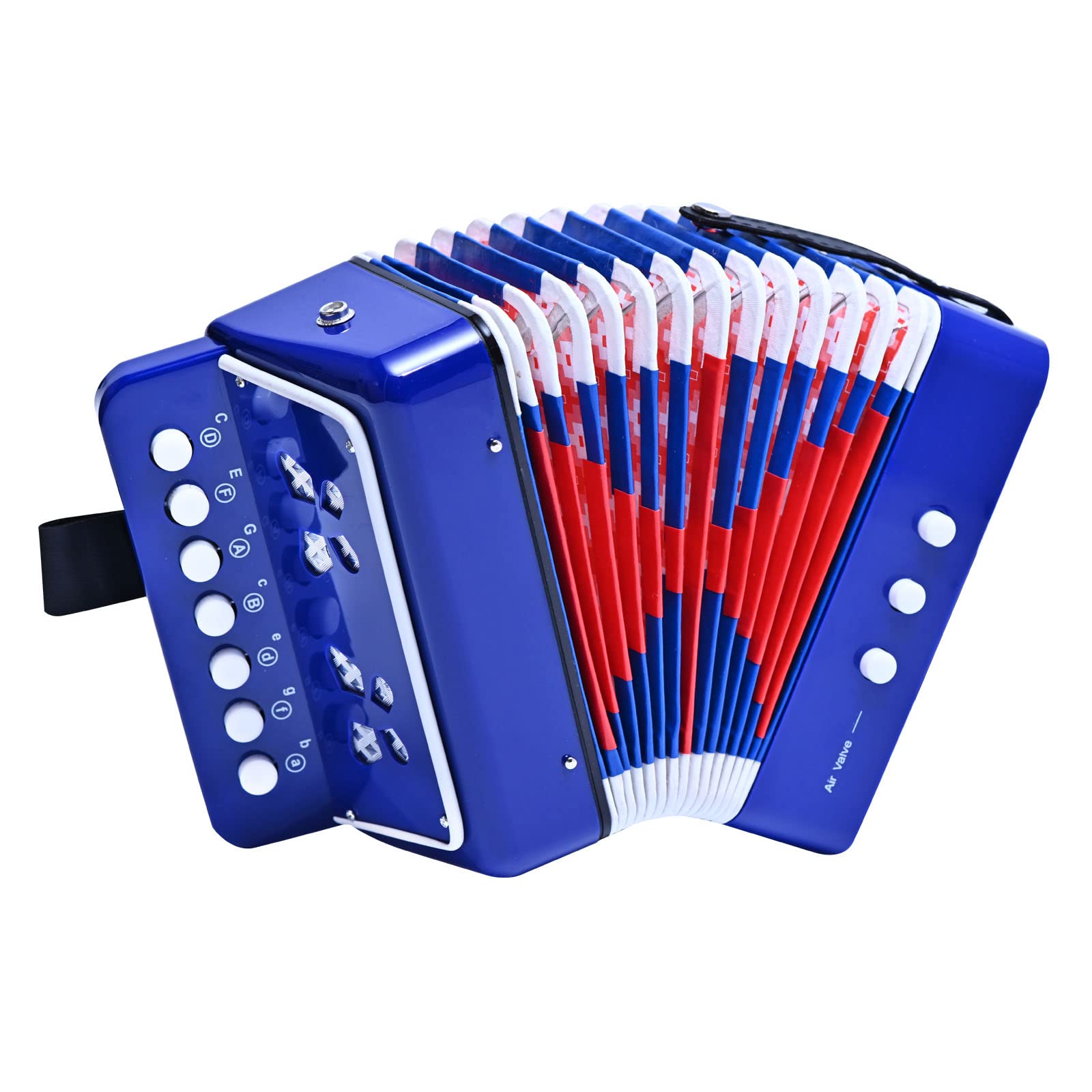 LIEKE Kids Accordion 10 keys Button Accordian,Musical Instrument,Mini Accordion for Beginners (Blue)