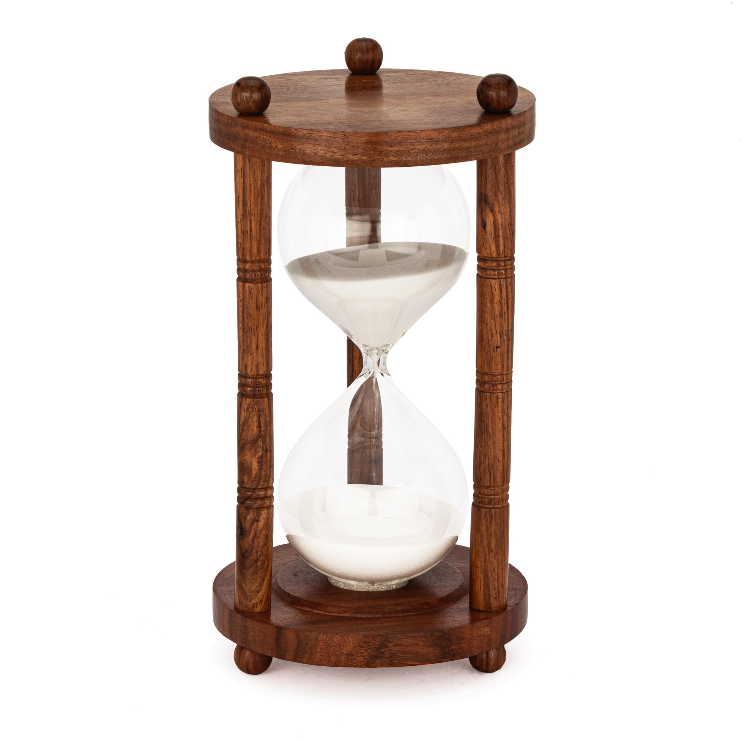 NKlaus Nautical Hourglass 60 Minutes 3 Columns Wood 24.5 x 12.5 cm Timepiece Maritime Decoration 14996