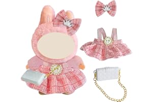 17cm Doll Clothes Set Compatible with LABUBU,Cute Outfit Set with Hat and Mini Bag,Fashion Clothes Doll Accessories (Style13)