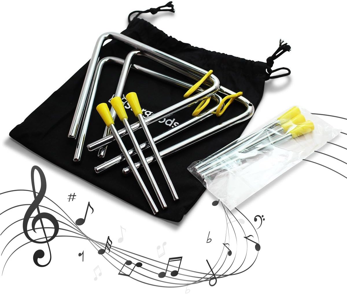 Stargoods Music Triangles with Metal beaters + 3 extra sticks (Set of 3)
