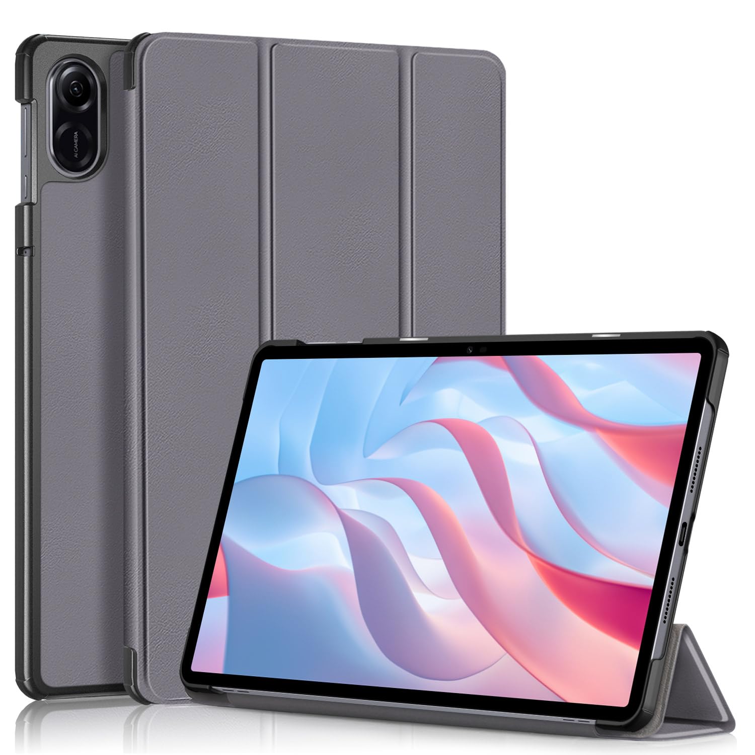 DINGGUAGUA Case for Honor Pad X9 11.5 inch 2023 Slim Lightweight Protective for Honor Pad X8 Pro Tablet Three Folding Hard Back Shell Stand Cover,Grey