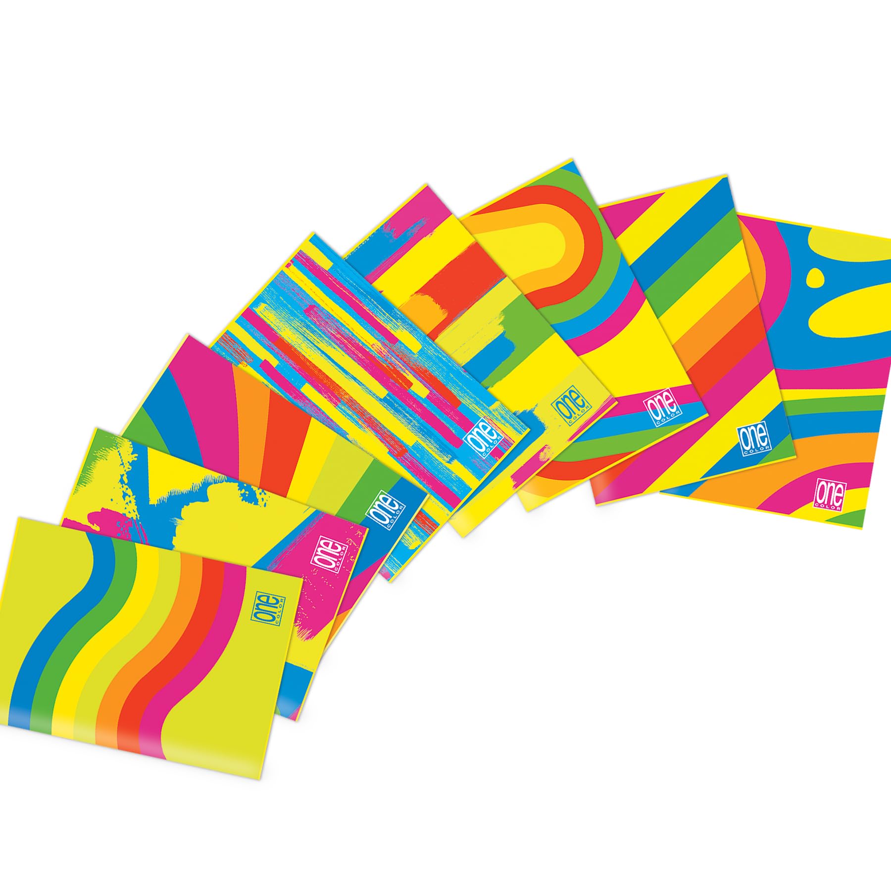 Blasetti -10 Maxi Notebooks One Color FANTAFLUO with Jolly Page. 80 g Paper, 80 Sides + Cover, 7 neon Colours with matt plasticization, Pack containing Assorted Colours - 0Q Squares
