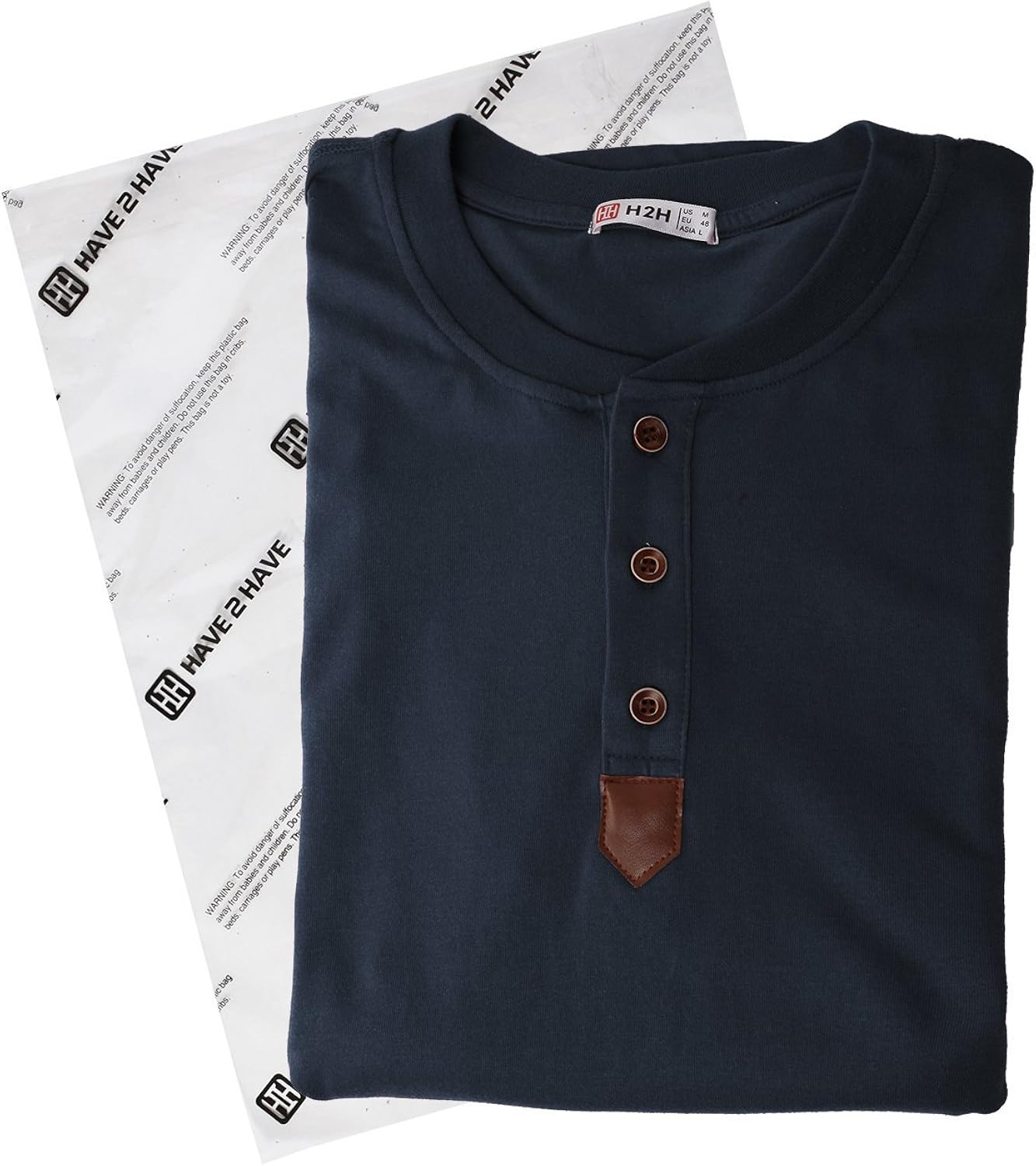 H2H Mens Casual Slim Fit Henley T-Shirt Long Sleeve at  Men’s Clothing store