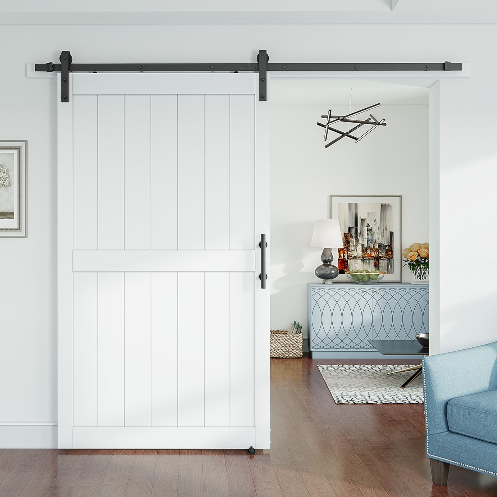 SmartStandard 48 x 84 inch White Slidng MDF Barn