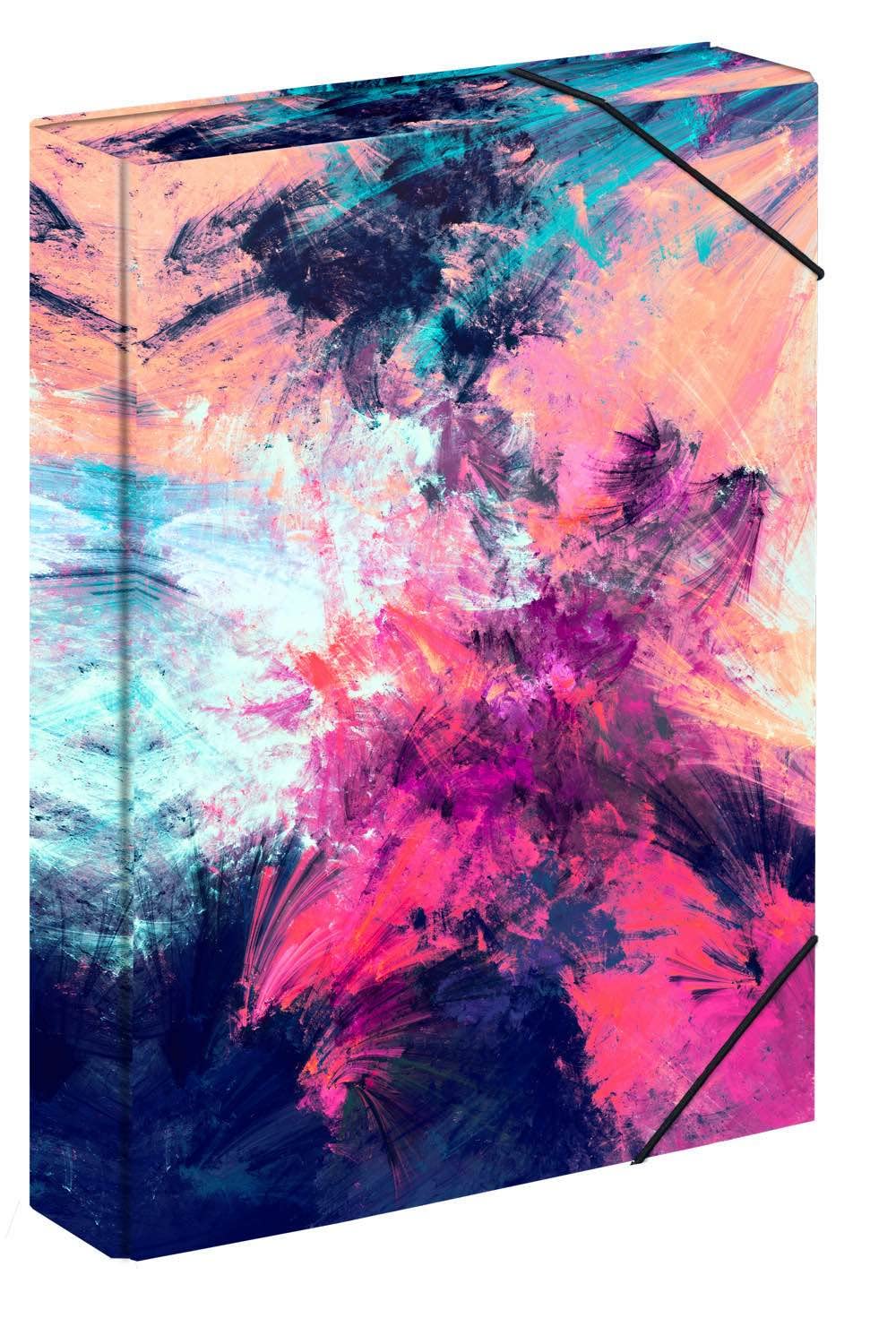 Baagl File Box for School Bag, A4 Folder for Children with Elastic Strap and Inner Flaps, Collector's Folder, Collector's Box with Elastic Strap for Girls (Abstract)