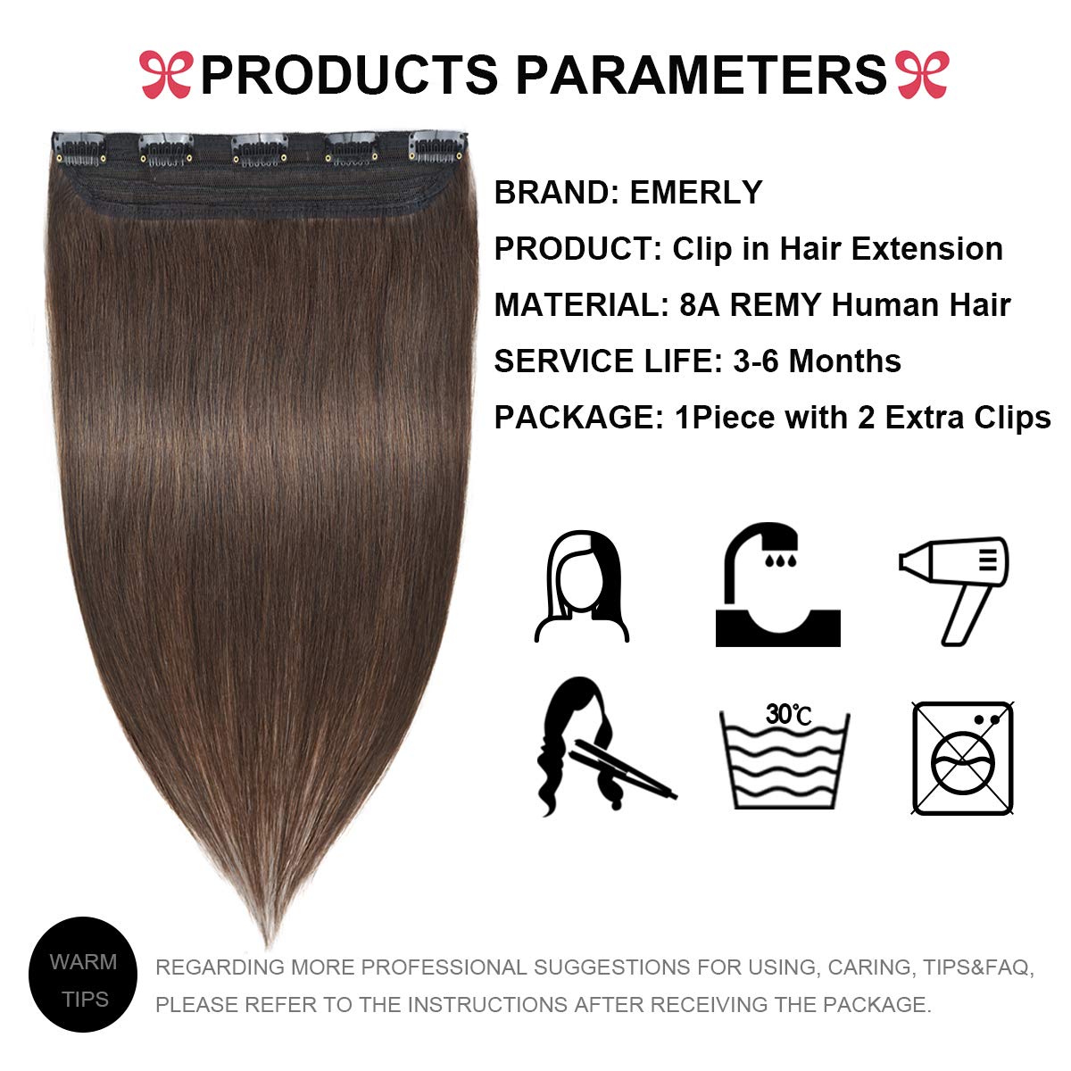 Emerly Clip In Hair Extensions Remy Human Hair Natural Women Hairs