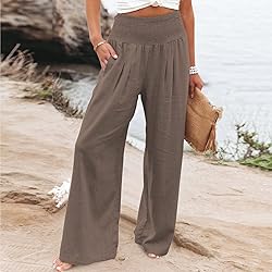 JIOEEH Flowy Pants Leg Palazzo Pants for Grey