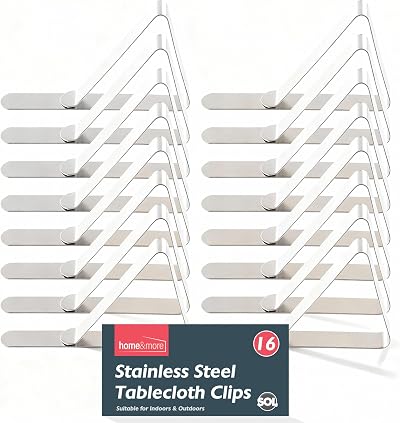 SOL 16pk Stainless Steel Table Cloth Clips Windproof Outdoor Clamp Set