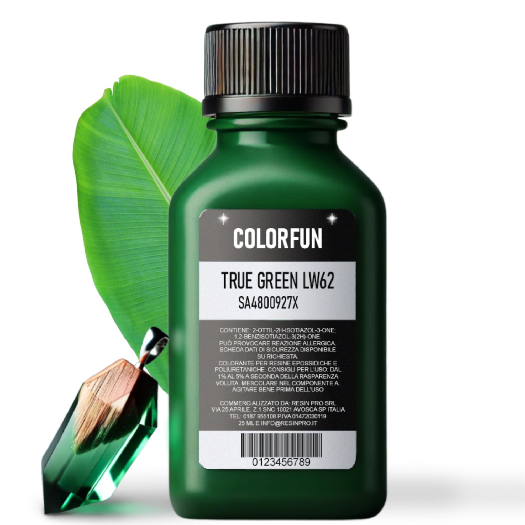 Resin Pro Colour Fun Vivid Green Dye Colour, Colouring Liquid for Transparent Epoxy Resin, Ideal for Arts, Hobbies and DIY- 25ml