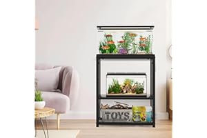 ZSLTLDU 10 Gallon Fish Tank Stand, Aquarium Stand, 24.8" L x 9.25" W Reptile Tank Stand, Metal Adjustable Tank Stand for 10 Fish Tank for Home Office, 660LBS Capacity