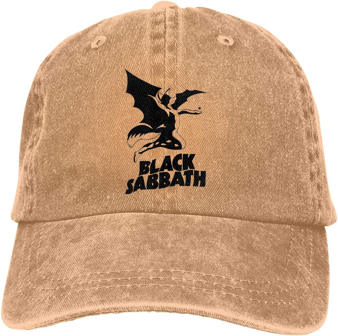 DADAJINN Black Sabbath Devil Logo Adjustable Walk Cotton Washed Denim Hat Gray