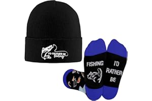 Fishing Gifts for Men, Beanie Hat, Knit Cap, Winter Hat and Funny Socks, for Him, Boys, Dad, Son, Husband, Boyfriend, Grandpa