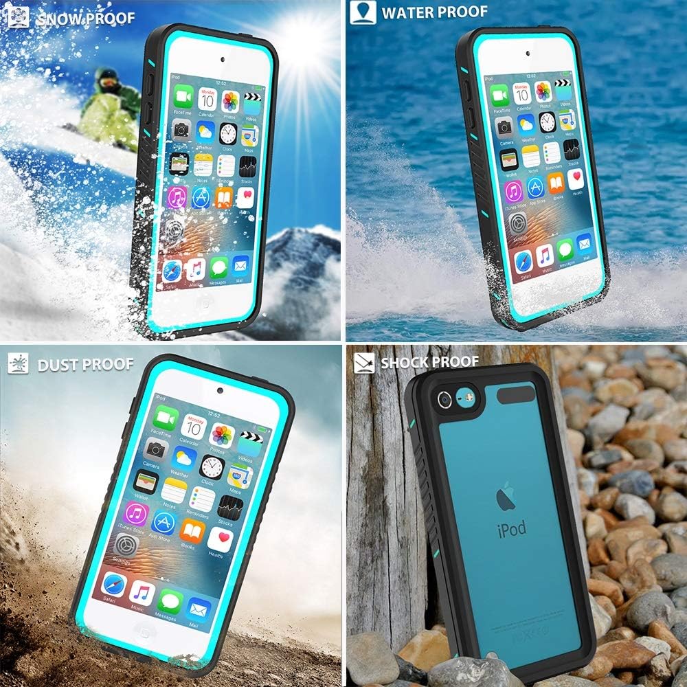 iPod Touch 7 Touch 6 Touch 5 Waterproof Case, BESINPO Full-Body Protective Built-in Screen Protector Dustproof Shockproof Anti-Scratch Cover Case Compatible with Touch 7th/6th/5th Generation: Home Audio & Theater