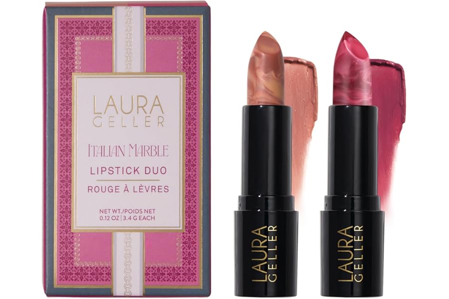 LAURA GELLER NEW YORK Italian Marble Lipstick Duo – Berry Banana & Rose Macaron