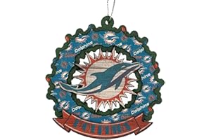 FOCO Miami Dolphins Wooden Wreath Mural Holiday Ornament