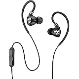 JLab Audio Fit2 Sport Earbuds, Sweatproof, Water Resistant with in-Wire Customizable Earhooks, Guaranteed Fit, Guaranteed for Life - Black