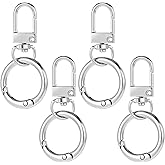 HJZHII Double Opening Swivel Clasp Clips, Metal Swivel Spring Snap Heavy Duty Push Hook Snap Jewelry Clasps Keychain Ring Hooks for Purses DIY Crafts Jewelry Clasps Lanyard Making (Silver)