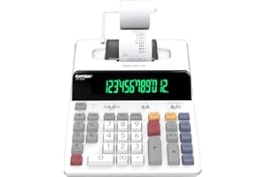 CATIGA 12 Digit Thermal Printing Calculator with Tape Print Out, Ink-Free Adding Machine, 5X Faster Quite at 8.0 LPS, Extra Large Fluorescent Display, Tax Calculation with Clock and Calendar, SP-2401