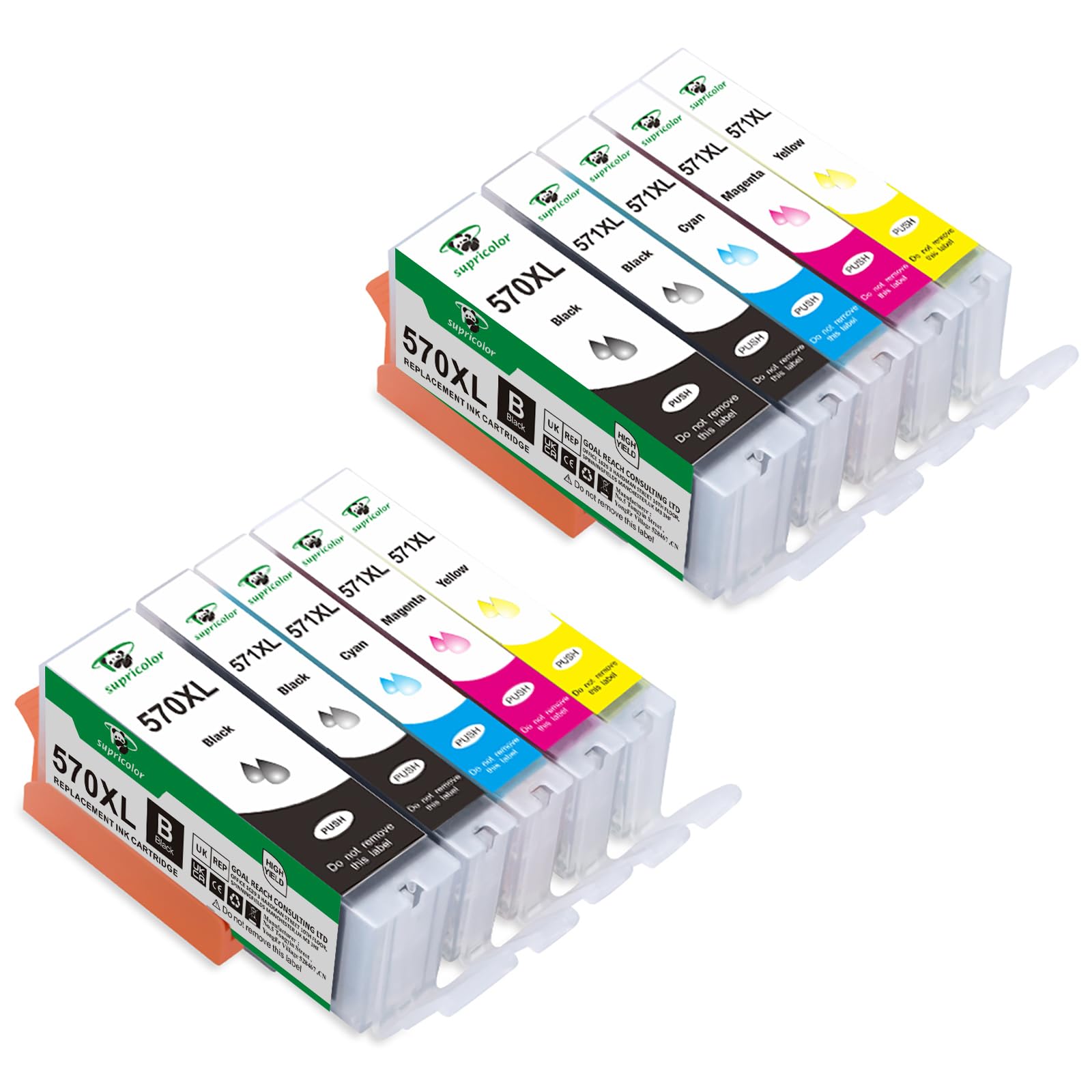 Supricolor Compatible Canon PGI-570xl CLI-571xl Ink Cartridges, Replacement for PGI-570 CLI-571 Use with Canon PIXMA MG5750 MG5751 MG5752 MG5753 TS5050 TS5051 TS5053 TS5055 MG6850 10-Pack
