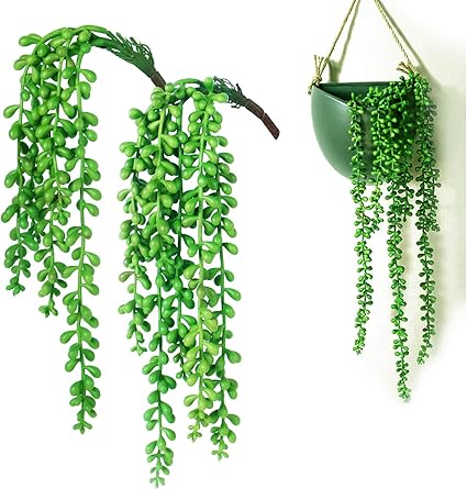 2 Pezzi Di Perle Artificiali Da Appendere Per Piante Grasse Piante Rampicanti Da Appendere Per Interni Esterni Matrimoni Feste Ufficio Casa Giardino Decorazione Da Parete 36 Cm 12 Rami Amazon It Casa E Cucina