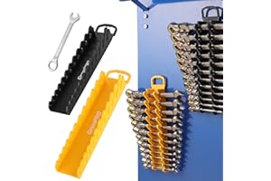 GRENPRO Wrench Organizer for Tool Box, 2 Pack Magnetic Wrench Holders with Handle, Includes FREE 10mm Double-Ended Wrench, Storage for Tool Box Drawer, SAE & Metric Wrench Rack