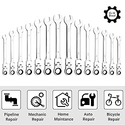 PIONEERWORKS Flex Head Ratcheting Wrench Set, SAE