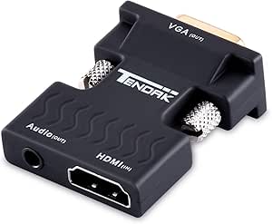 Tendak Active 1080P Female HDMI to VGA Male Converter Adapter Dongle with 3.5mm Stereo Audio Portable HDMI Connector for Laptop PC PS3 Xbox STB Blu-ray DVD TV Stick