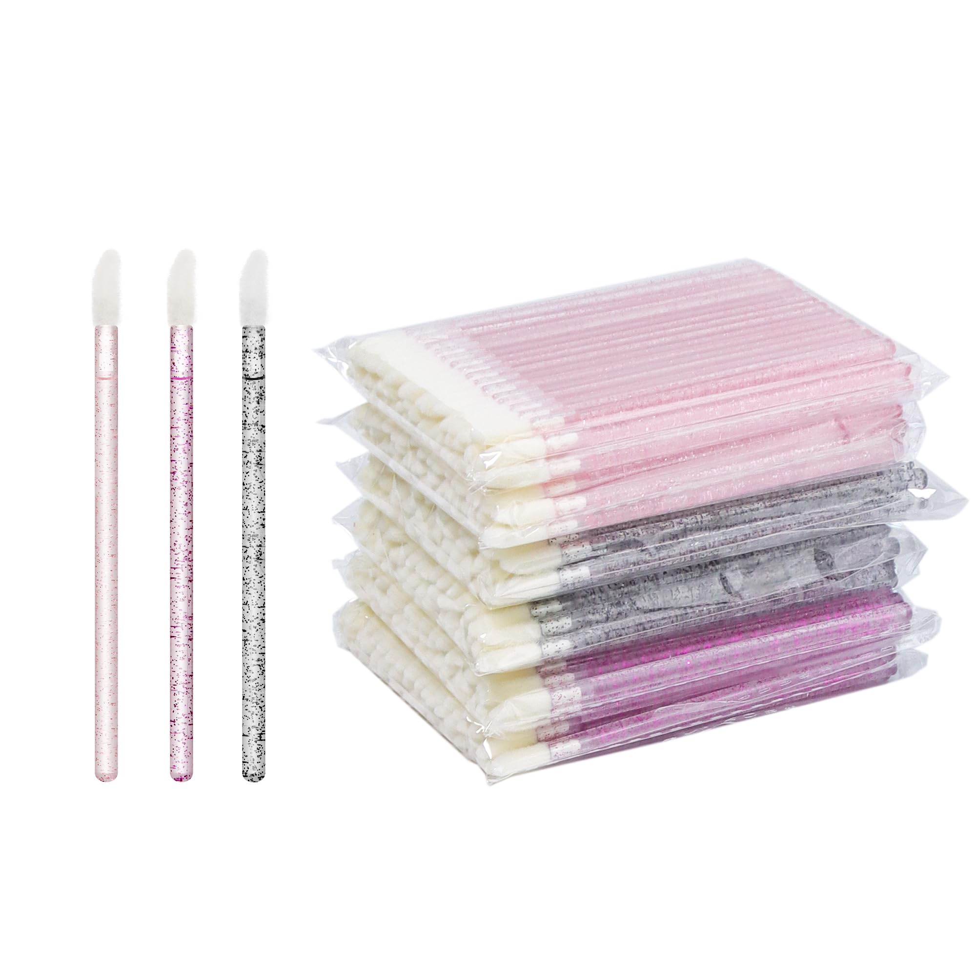 ANNAFRIS 300pcs Disposable Lip Brush Lipstick Applicator Brush Concealer Brushes Eyelash Brush Wands(Lip Brush-B Crystal)